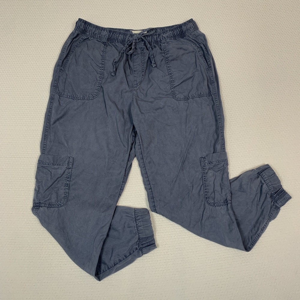 C&C California Womens Large Slate Blue Lyocell Utility Cargo Joggers ~flaw